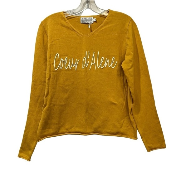 Boutique Sweaters - Women’s Small Mustard Coeur d'Alene Lightweight Long Sleeve Fall Sweater R1